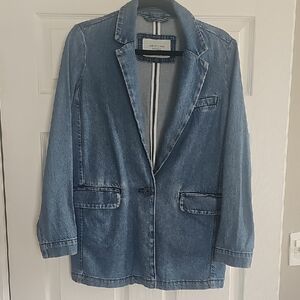 American Eagle Outfitters Light Blue Denim Blazer Jacket
